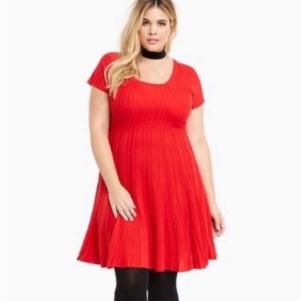 TORRID Red Short Sleeve Christmas Sweater Holiday Knit Dress Plus Size 1X